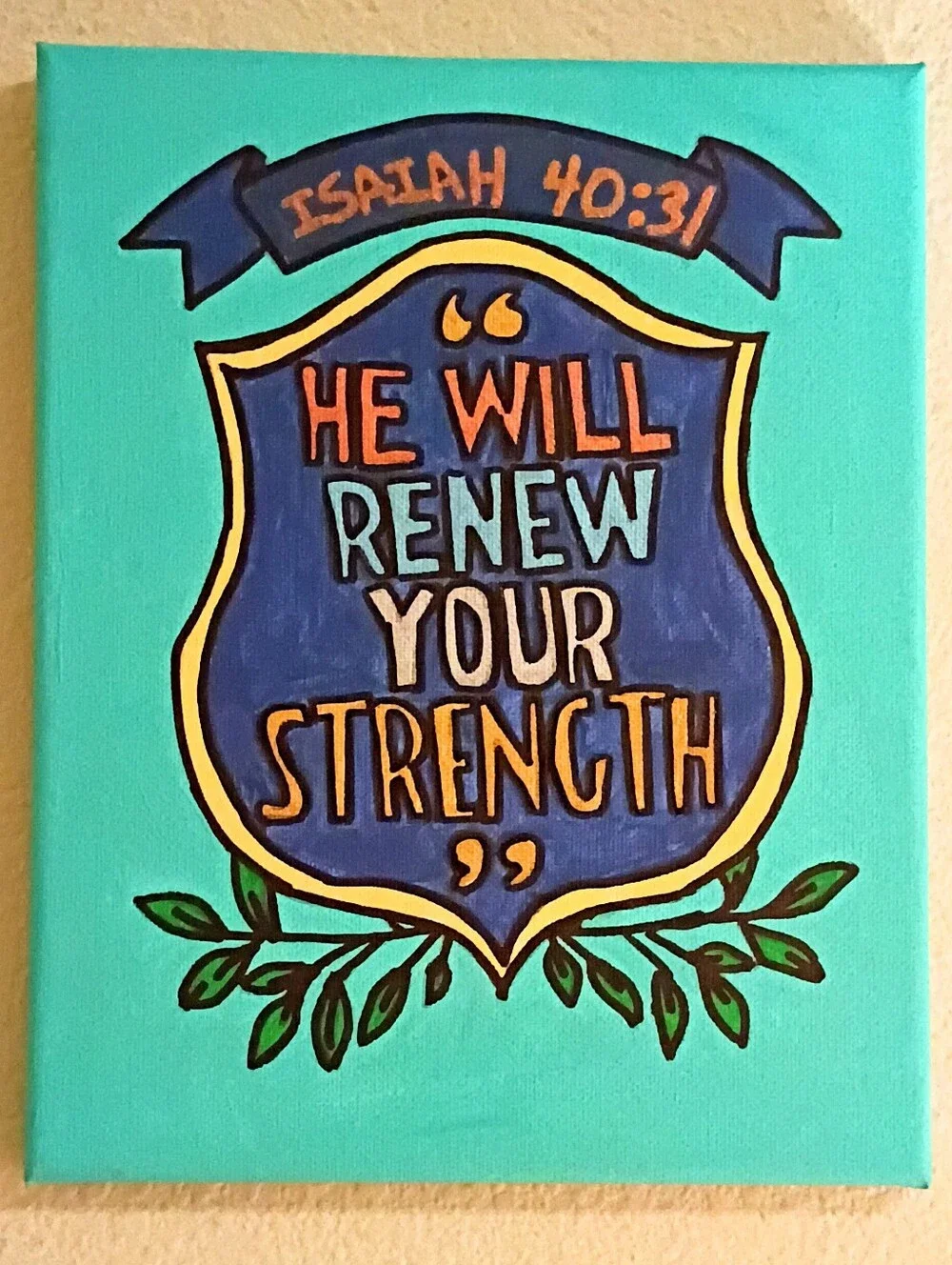 Hand Painted Isaiah 40:31 Bible Verse Canvas Wall Art Christian Decor